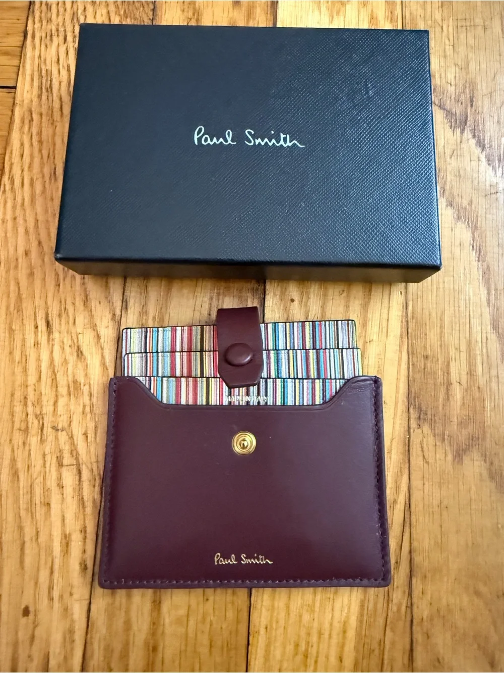 Paul Smith Leather Credit card Holder With ‘Signature Stripe’ Pull Out